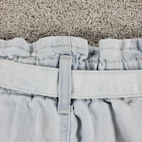 SO Jean Skirt 9 Light Wash Sack Tie Waist Raw Hem Bohemian Denim Mini Skirt - Picture 12 of 12